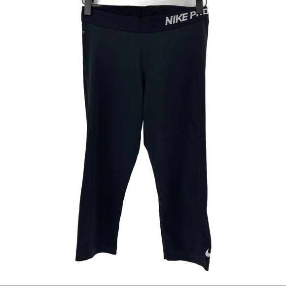 Nike Pro Womens Black Stretch Cropped Capri Athletic Spandex Leggings Size M - Picture 3 of 8
